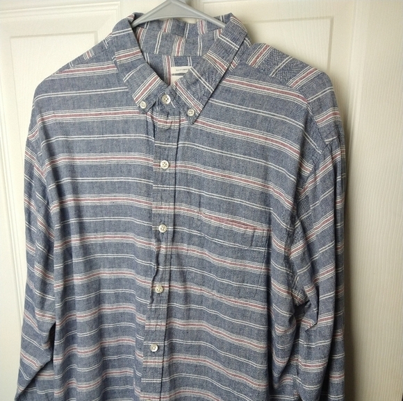 $ OLD Navy long sleeve button front striped collared casual dress shirt. Size XL - Picture 1 of 8